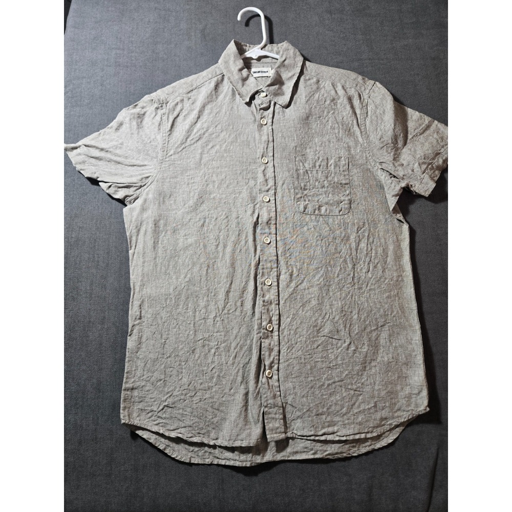 Taylor Stitch Jack Shirt Short Sleeve Button Men 40 Medium Pocket Hemp Natural
